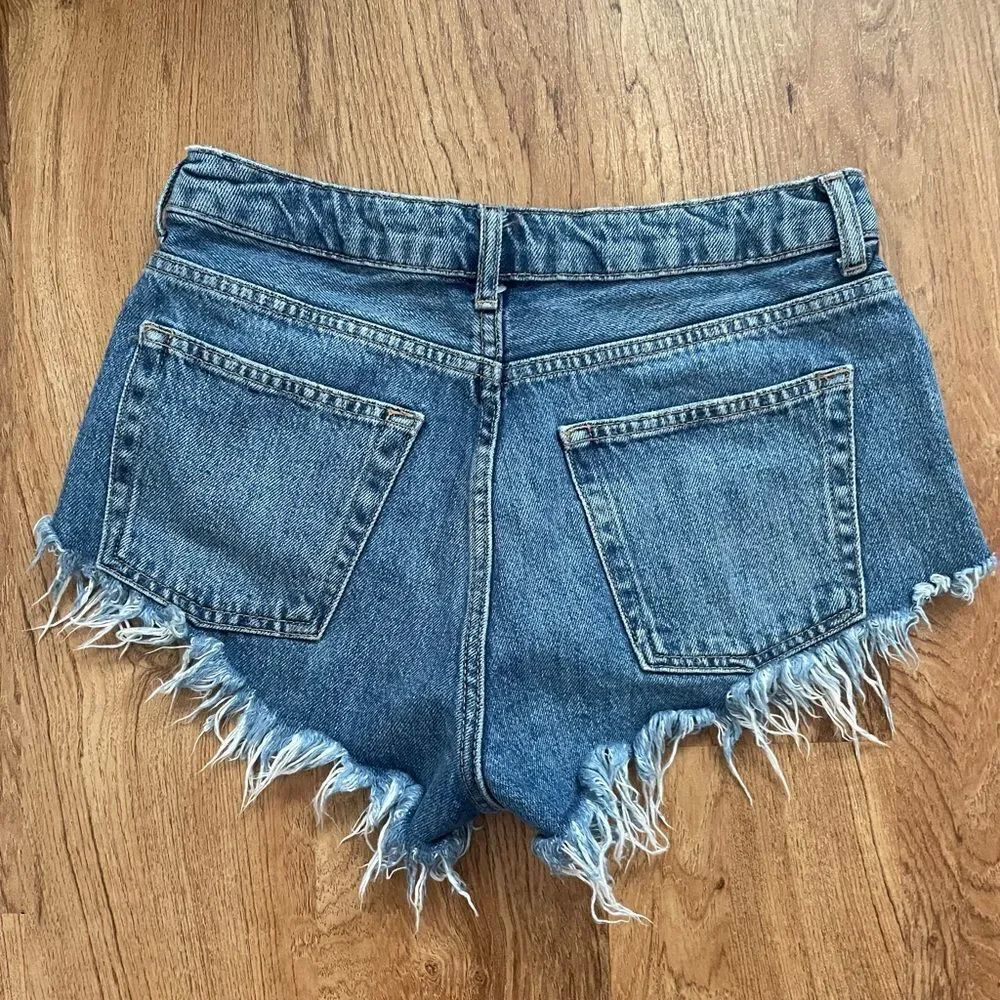 Topshop moto‎ kiri denim distressed shorts sz 6